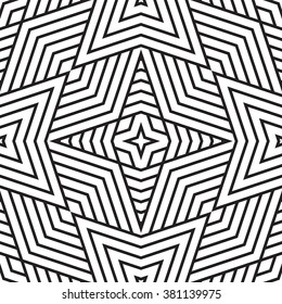 Black and white geometric seamless pattern. Simple regular background. Vector illustration with herringbone or puzzle