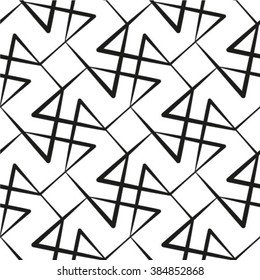 Black and white geometric seamless pattern with triangle, abstract background, vector.