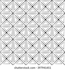 Black and white geometric seamless pattern with triangle, abstract background, vector.