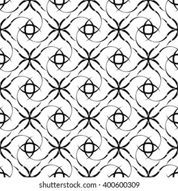 Black and white geometric seamless pattern, abstract background, vector