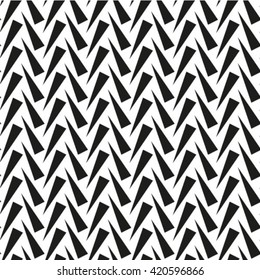 Black and white geometric seamless pattern with triangle, abstract background, vector.