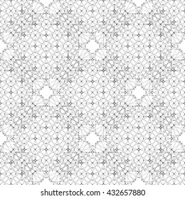 Black and white geometric seamless pattern. Connected lines pattern. Vector seamless background.
