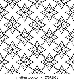 Black and white geometric seamless pattern with line, abstract background, vector, illustration.