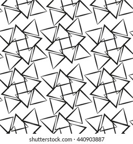 Black and white geometric seamless pattern with triangle, abstract background, vector.