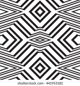 Black and white geometric seamless pattern. Simple regular background. Vector illustration with herringbone or puzzle
