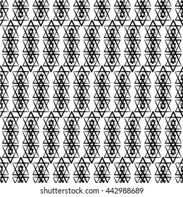 Black and white geometric seamless pattern with triangle, abstract background, vector.