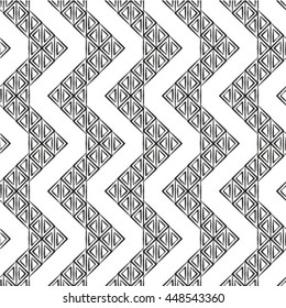 Black and white geometric seamless pattern with triangle, abstract background, vector.