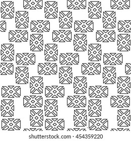 Black and white geometric seamless pattern, abstract background, vector