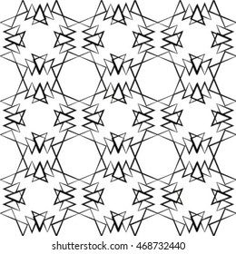 Black and white geometric seamless pattern with triangle, abstract background, vector.