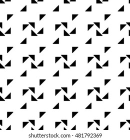 Black and white geometric seamless pattern with triangle, abstract background, vector.
