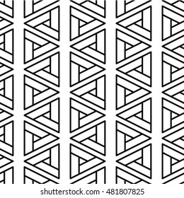 Black and white geometric seamless pattern with triangle, abstract background, vector.