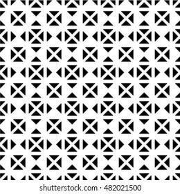 Black and white geometric seamless pattern with triangle, abstract background, vector.