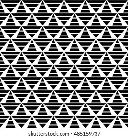 Black and white geometric seamless pattern with triangle, abstract background, vector.