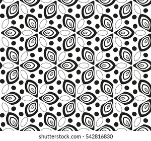 Black and white geometric seamless pattern. Simple regular background.