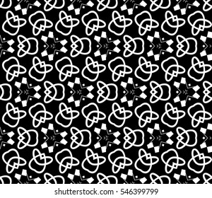Black and white geometric seamless pattern. Simple regular background.
