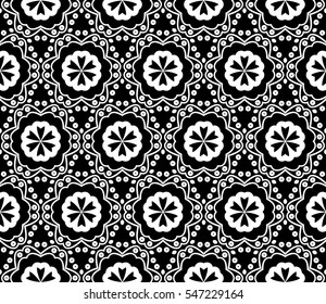 Black and white geometric seamless pattern. Simple regular background.