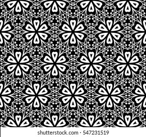 Black and white geometric seamless pattern. Simple regular background.