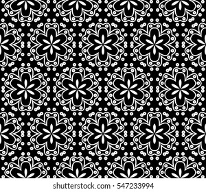 Black and white geometric seamless pattern. Simple regular background.