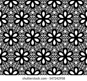 Black and white geometric seamless pattern. Simple regular background.