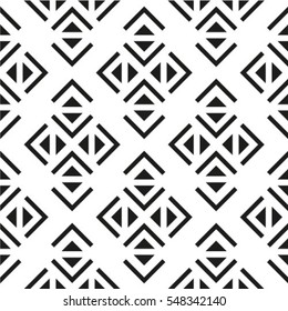 Black and white geometric seamless pattern with triangle, abstract background, vector.