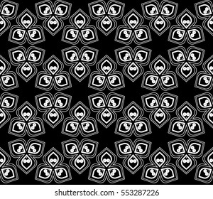 Black and white geometric seamless pattern. Simple regular background.