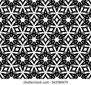 Black and white geometric seamless pattern. Simple regular background.