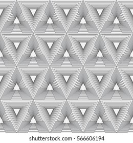 black and white geometric seamless pattern, abstract background with triangles