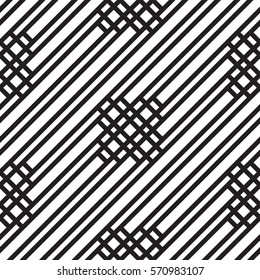Black and white geometric seamless pattern. Simple regular background. Vector illustration
