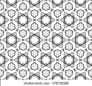Black and white geometric seamless pattern. Simple regular background.