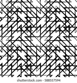 Black and white geometric seamless pattern with triangle, abstract background, vector.