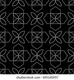 Black and white geometric seamless pattern for wallpapers and fabrics. Vector illustration