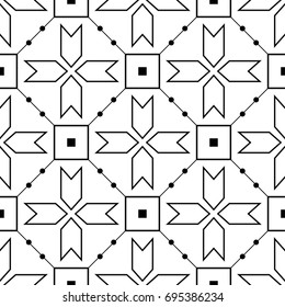 Black and white geometric seamless pattern. Monochrome design for fabric and wallpaper