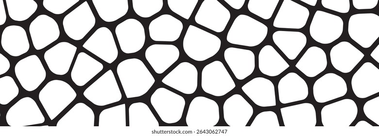 Conjunto de Vector de patrones geométricos sin costuras en blanco y negro. Fondo repetido de Formas irregulares para azulejos de Web, ciencia y diseños de interiores. colección de fondo de Plantilla de celdas poligonales de línea voronoi