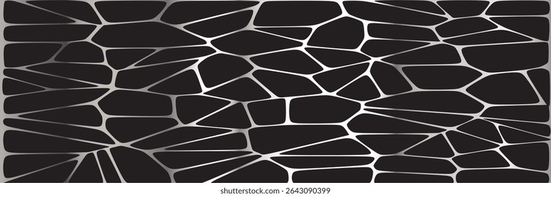 Conjunto de Vector de patrones geométricos sin costuras en blanco y negro. Fondo repetido de Formas irregulares para azulejos de Web, ciencia y diseños de interiores. colección de fondo de Plantilla de celdas poligonales de línea voronoi.