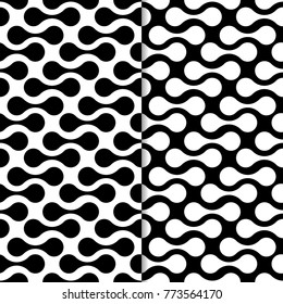 Black and white geometric seamless patterns for web, textile and wallpapers