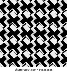 Black and white geometric, seamless, tileable background, pattern. Vector.