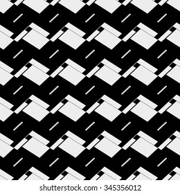 Black and white geometric, seamless, tileable background, pattern. Vector.