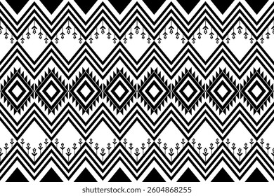 Black and white , Geometric, seamless,pixel traditional ethnic, thai pattern, fabric pattern for textiles, rugs, wallpaper, clothing, sarong, batik, print, background, cover, illustration, vector.