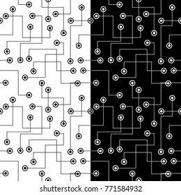 Black and white geometric set of seamless patterns for web, textile and wallpapers