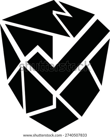 Black and white geometric shape with sharp angles and lines abstract des