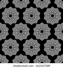 Black white geometric shape stylish seamless pattern. Perfect for backgrounds, backdrop, fabric designs, wallpaper, tiles, pattern fills and surface textures.