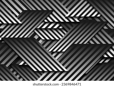 Black white geometric shapes abstract tech minimal background. Vector design