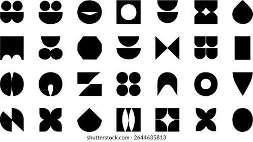black and white geometric shapes modern icons vector set minimal graphic symbols