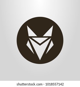 Black and white geometric simple vector round symbol of an abstract fox head