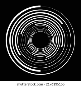 Black and white geometric spiral line vector art