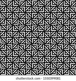 Black and white geometric square tile pattern. Decorative tribal abstract background design.