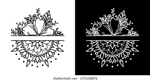 Black and White Geometric Tattoo with Flower