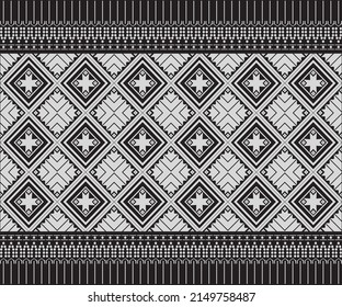 Black and white geometric texture with simple shapes and rhombuses in a monochrome seamless pattern. Repeat tiles on an abstract raster background. Prints, decorations, and textiles with a high-end de