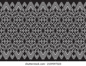 Black and white geometric texture with simple shapes and rhombuses in a monochrome seamless pattern. Repeat tiles over an abstract raster background. Luxury print, decorating, and textile design eleme