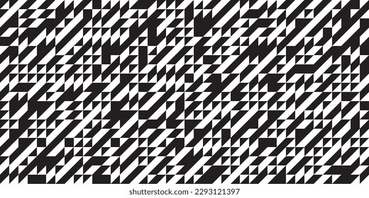 Black and White Geometric Triangles Pattern. Abstract Seamless Pattern Background. Vector Illustration.